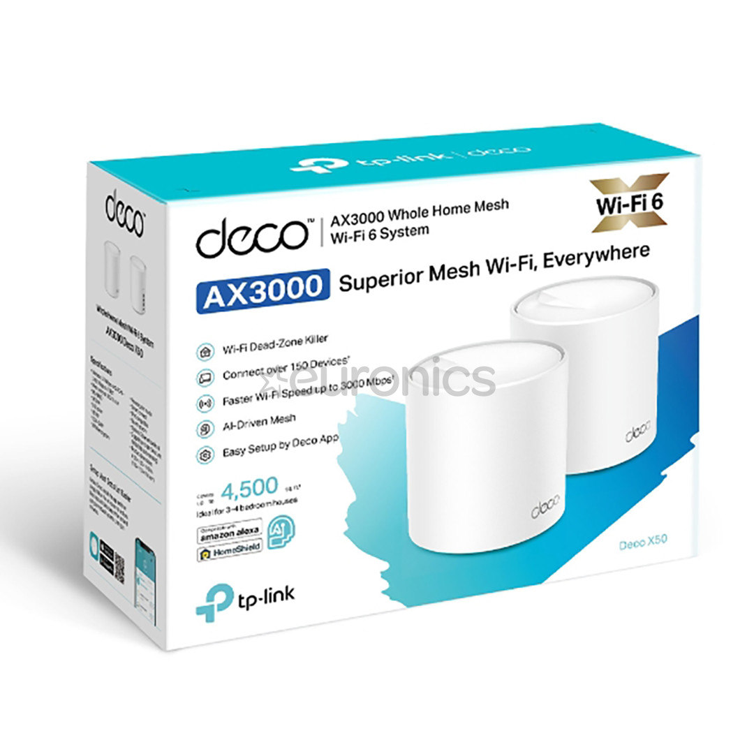 TP-Link Deco X50, WiFi 6, mesh, 2 шт., белый - WiFi-роутер