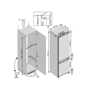 Beko, 284 L, kõrgus 194 cm - Integreeritav külmik