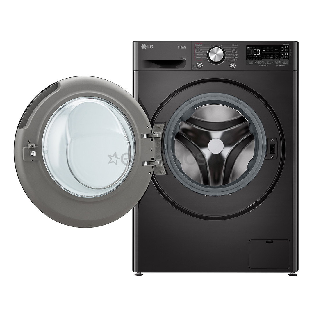 LG, 11 kg / 6 kg, depth 56,5 cm, 1400 rpm, black - Washer-dryer combo