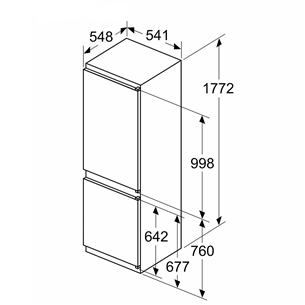 Bosch, Series 2, NoFrost, 260 л, высота 178 см - Интегрируемый холодильник