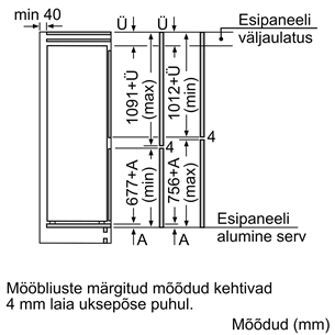 Bosch, Seeria 2, NoFrost, 260 L, 178 cm - Integreeritav külmik