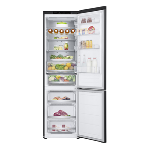 LG, NoFrost, 387 L, 203 cm, black - Refrigerator