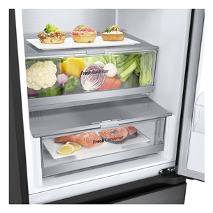 LG, NoFrost, 387 L, 203 cm, black - Refrigerator