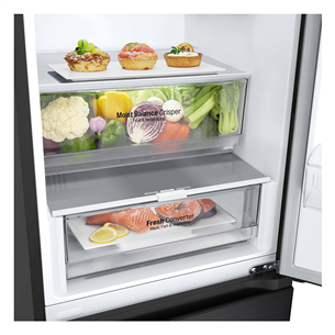 LG, NoFrost, 387 л, высота 203 см, черный - Холодильник