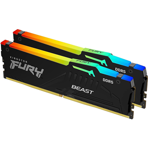 Kingston Fury Beast, 16 GB, DDR5-6000, Kit2, RGB - RAM mälu KF560C36BBEAK2-16