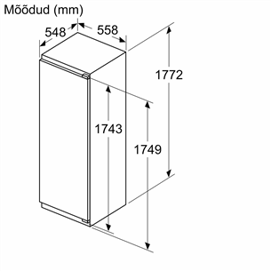 Bosch, Series 4,  280 L, height 178 cm - Built-in refrigerator