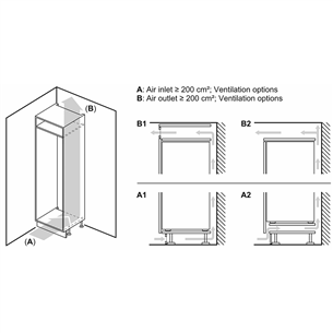 Bosch, Series 4,  280 L, height 178 cm - Built-in refrigerator