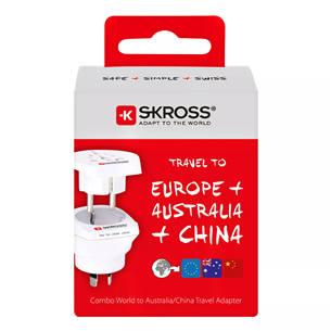 Skross Combo World to Australia / China, valge - Reisiadapter