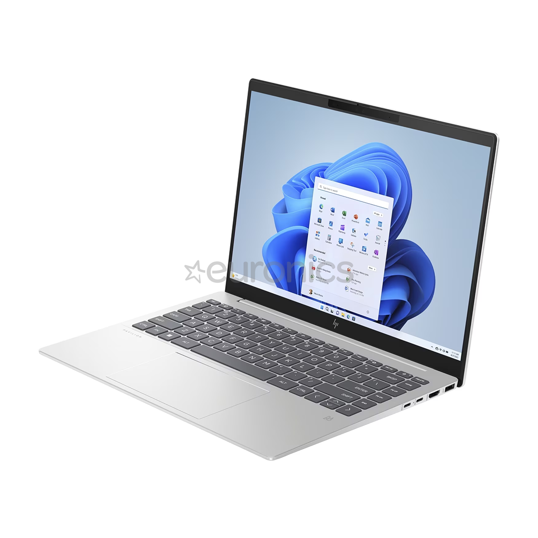 HP Pavilion Plus 14-ey0002no, 14", 2.8K, OLED, 120 Hz, Ryzen 7, 16 GB, 512 GB, SWE, hõbe - Sülearvuti