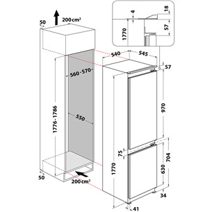 Whirlpool, StopFrost, 273 L, height 177 cm - Built-in refrigerator