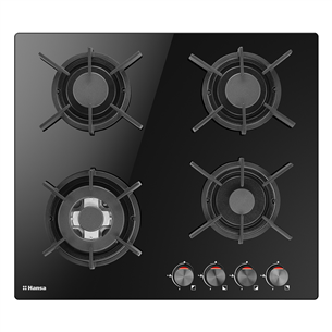 Hansa, width 59 cm, black - Built-in gas hob BHKS621700