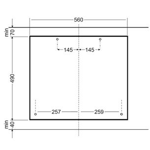 Hansa, laius 59 cm, must - Integreeritav gaasipliidiplaat