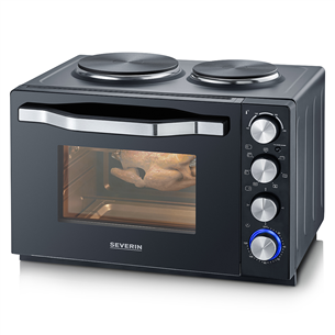 Severin, 30 L, 2500 W, black - Mini oven with two hotplates