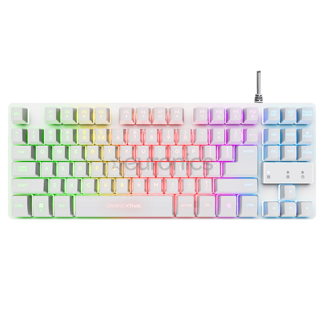 Trust GXT 833 Thado TKL, US, valge - Klaviatuur