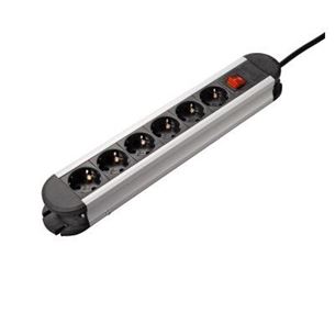 Hama, 1.5 m, 6 sockets, black/grey - Extension plug 00047856