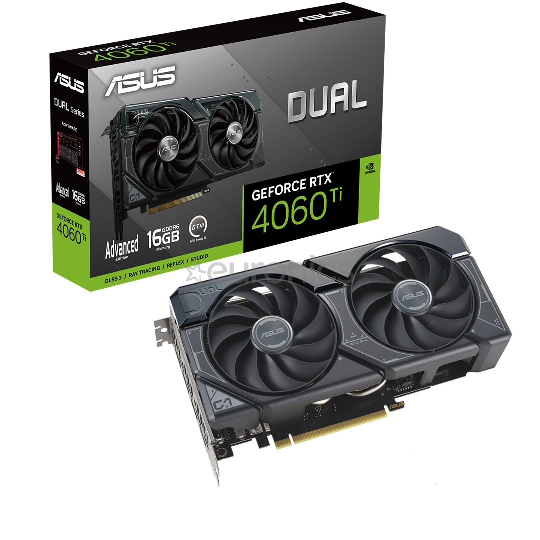ASUS, NVIDIA GeForce RTX 4060 Ti, 16GB, GDDR6, 128 bit - Graphics card