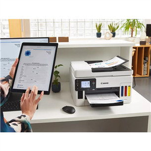 Canon Maxify GX6050, WiFi, LAN, USB, kahepoolne, valge - Multifunktsionaalne värvi-tindiprinter