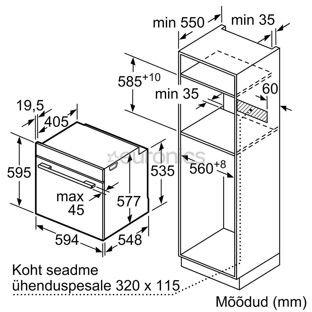 Bosch, Seeria 8, pürolüütiline puhastus, 71 L, valge - Integreeritav ahi