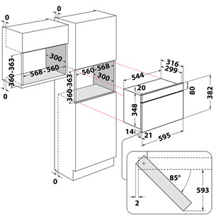 Whirlpool, 22 L, stainless steel - Built-in microwave oven