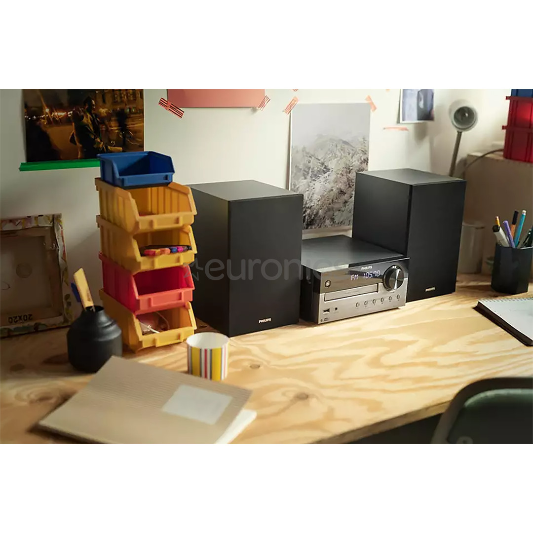 Philips TAM4505, 2.0, 60 W, Bluetooth, USB, CD, must - Muusikakeskus