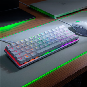 Razer Huntsman Mini Mercury Edition, Red Switch, RUS, valge - Juhtmega klaviatuur