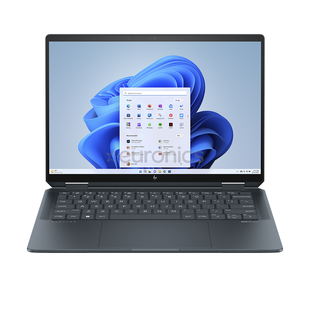 HP Spectre x360 2-in-1 Laptop 14-eu0005no, 14'', 2.8K, OLED, 120 Гц, Core Ultra 7, 16 ГБ, 1 ТБ, SWE, синий - Ноутбук