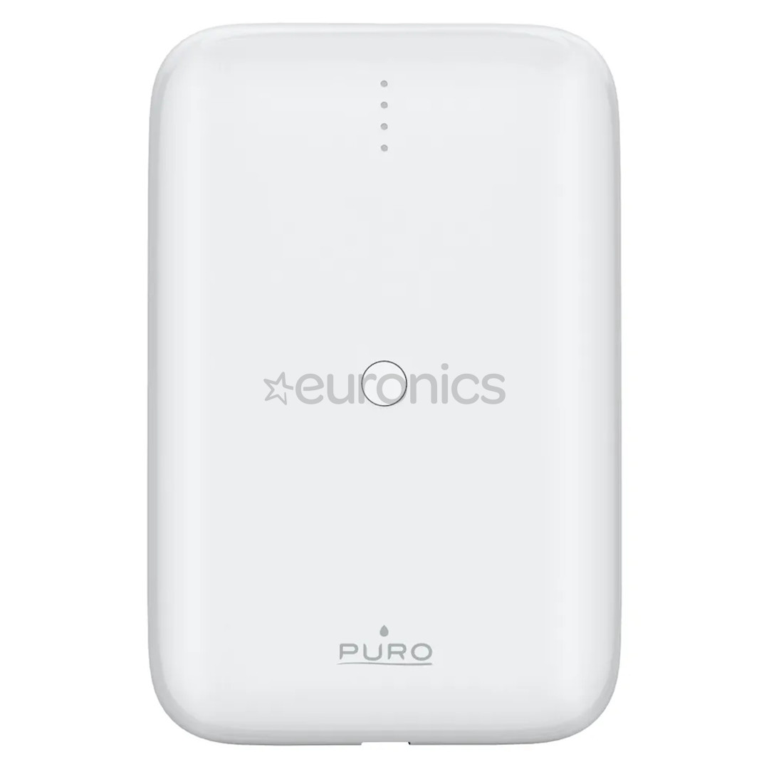 Puro Compact Mini, 10 000 мАч, USB-A, USB-C, белый - Внешний аккумулятор