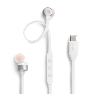 JBL Tune 310C USB-C, kõrvasisesed, valge - Juhtmega kõrvaklapid JBLT310CWHT