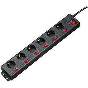 Hama Power Strip, 6-way, 1.4 m, black - Power Strip