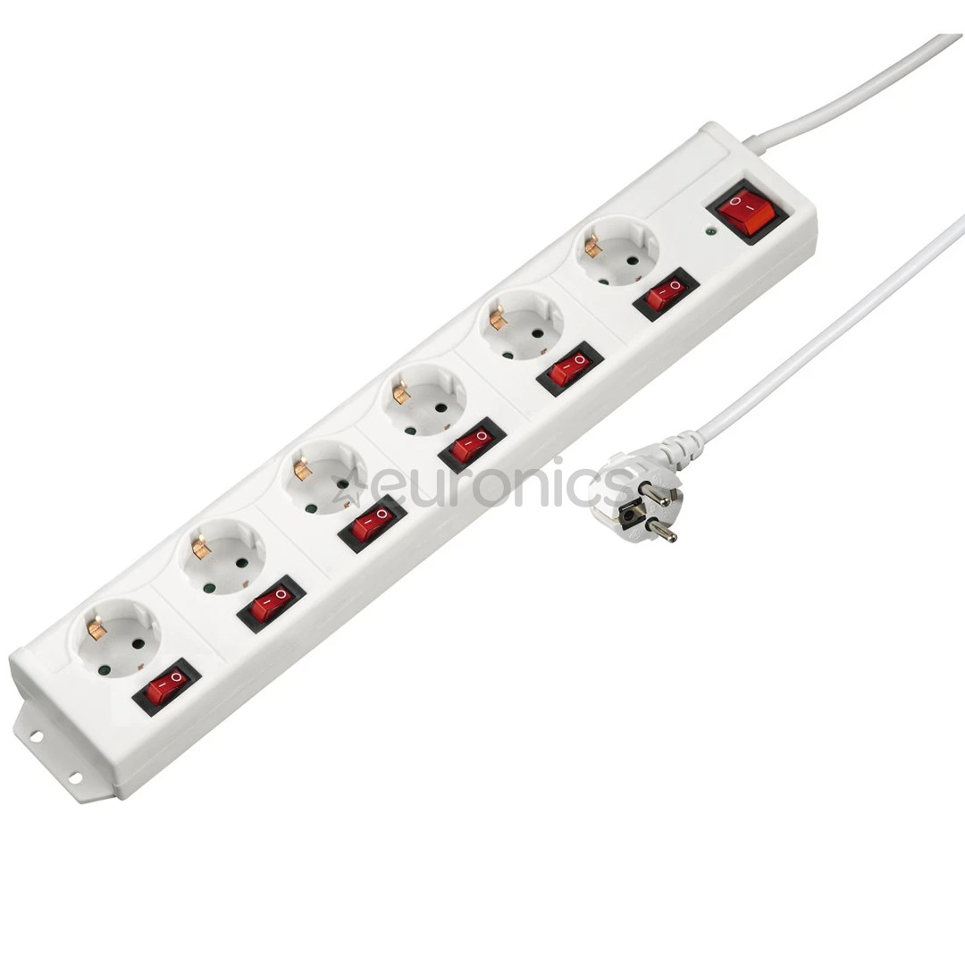 Hama Power Strip, 6-pesa, 1,4 m, valge - Pikendusjuhe