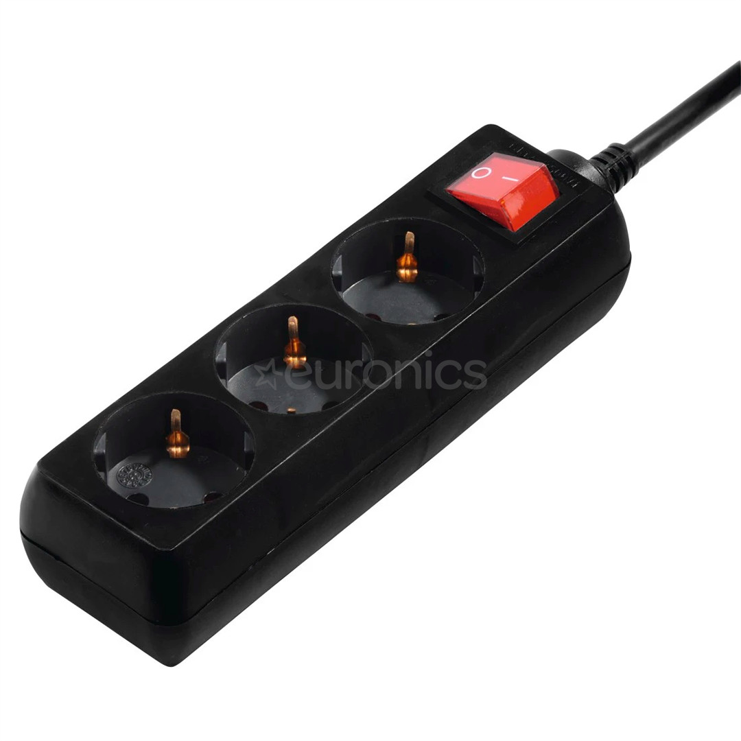 Hama Power Strip, 3-way, 3 m, black  - Power Strip