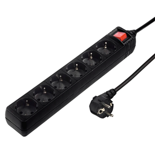 Hama Power Strip, 6-way, 3 m, black  - Power Strip