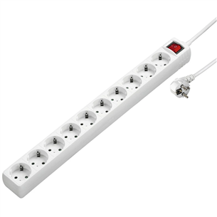 Hama Power Strip, 10-pesa, 3 m, valge - Pikendusjuhe