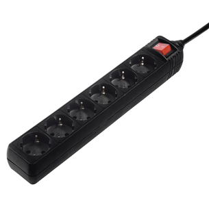 Hama Power Strip, 6-way, 5 m, black  - Power Strip 00137266