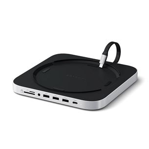 Satechi Mac Mini Stand & Hub, SSD slot, silver - Mac USB hub