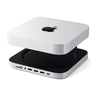 Satechi Mac Mini Stand & Hub, гнездо SSD, серебристый - USB-хаб для Mac