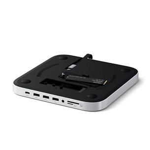 Satechi Mac Mini Stand & Hub, SSD slot, silver - Mac USB hub