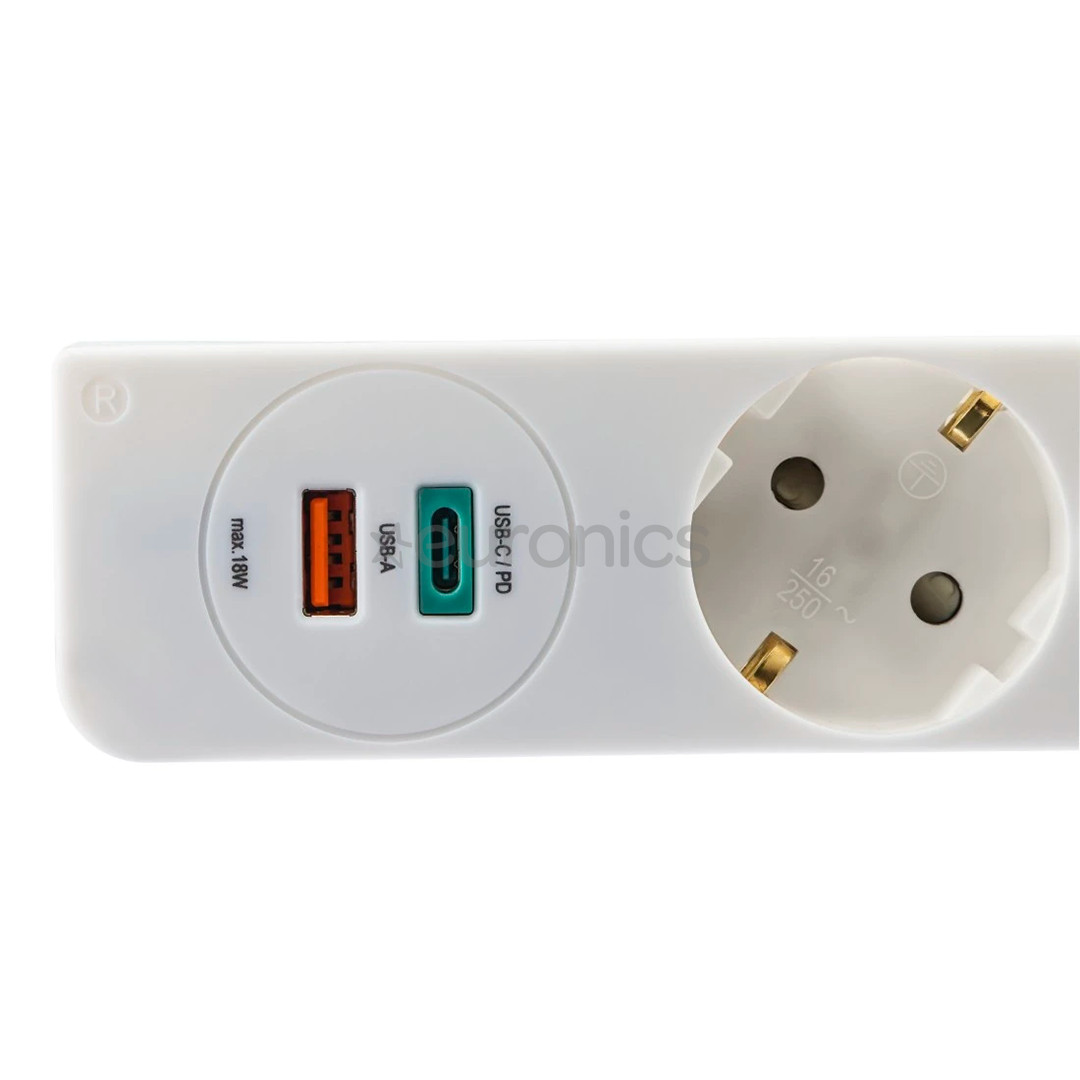 Hama Power Strip, 1,4m, USB, valge - Pikendusjuhe