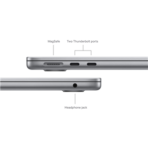 Apple MacBook Air 13'' (2024), M3 8C/8C, 8 GB, 256 GB, RUS, hall - Sülearvuti