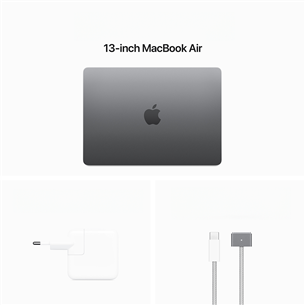 Apple MacBook Air 13'' (2024), M3 8C/8C, 8 ГБ, 256 ГБ, RUS, серый - Ноутбук