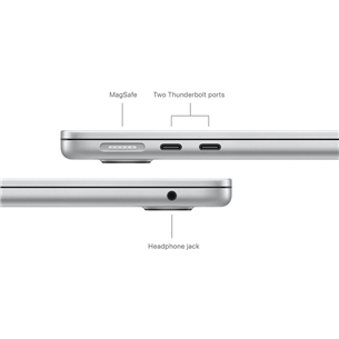 Apple MacBook Air 13'' (2024), M3 8C/8C, 8 ГБ, 256 ГБ, SWE, серебристый - Ноутбук