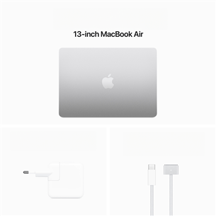 Apple MacBook Air 13'' (2024), M3 8C/8C, 8 ГБ, 256 ГБ, SWE, серебристый - Ноутбук