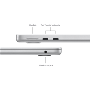 Apple MacBook Air 13'' (2024), M3 8C/8C, 8 ГБ, 256 ГБ, RUS, серебристый - Ноутбук