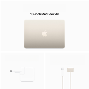 Apple MacBook Air 13'' (2024), M3 8C/8C, 8 GB, 256 GB, RUS, kuldne - Sülearvuti