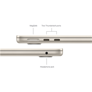 Apple MacBook Air 13'' (2024), M3 8C/10C, 8 GB, 512 GB, SWE, kuldne - Sülearvuti