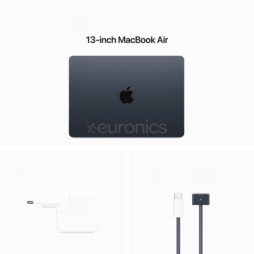 Apple MacBook Air 13'' (2024), M3 8C/8C, 8 ГБ, 256 ГБ, RUS, черный - Ноутбук