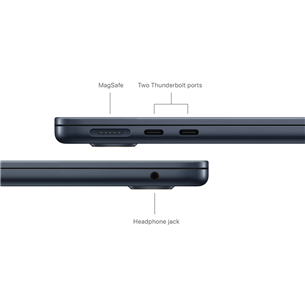 Apple MacBook Air 13'' (2024), M3 8C/8C, 8 GB, 256 GB, ENG, must - Sülearvuti