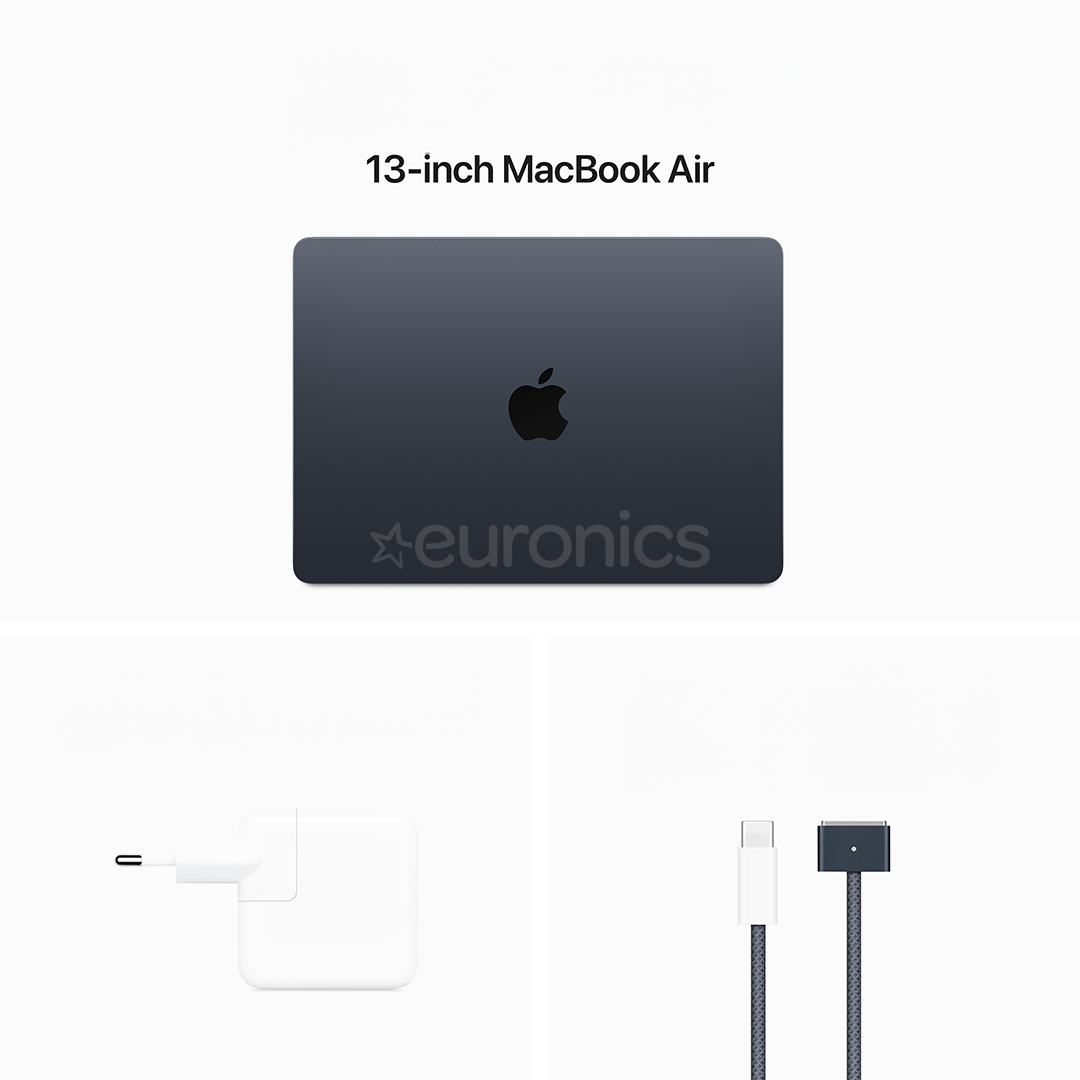 Apple MacBook Air 13'' (2024), M3 8C/10C, 8 ГБ, 512 ГБ, RUS, черный - Ноутбук