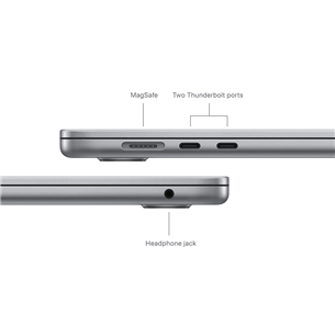 Apple MacBook Air 15'' (2024), M3 8C/10C, 8 GB, 256 GB, SWE, hall - Sülearvuti