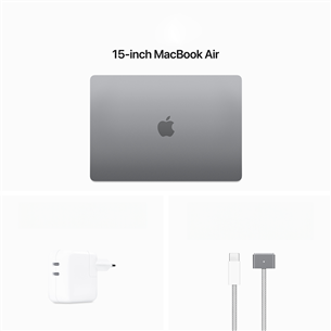 Apple MacBook Air 15'' (2024), M3 8C/10C, 8 ГБ, 256 ГБ, SWE, серый - Ноутбук